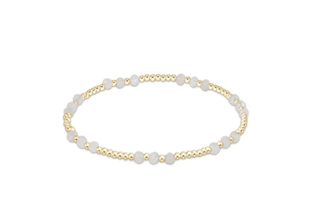 E Newton Gemstone Gold Joy Pattern 3mm Bead Bracelet Moonstone