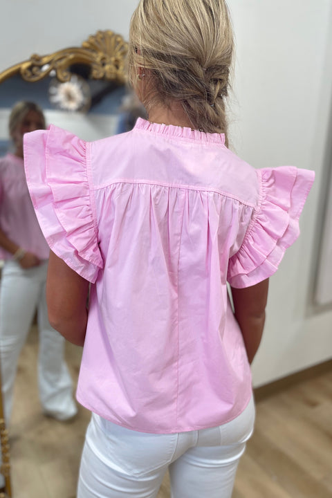 Princess Pink Flutter Sleeve Blouse