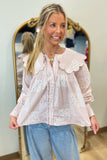 Soft Bloom Scallop Collar Blouse Pink Tile