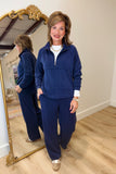 Multiples Raglan LS Mock Neck Top Midnight