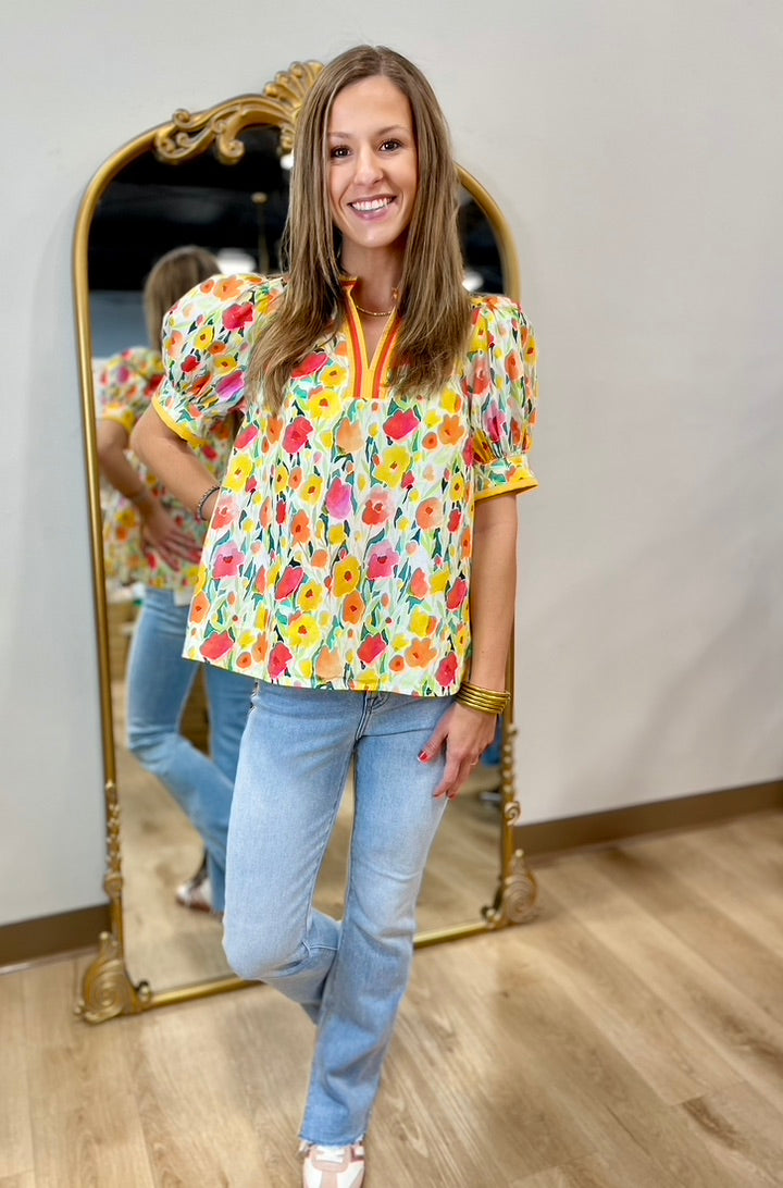 Flower Full Blouse Yellow