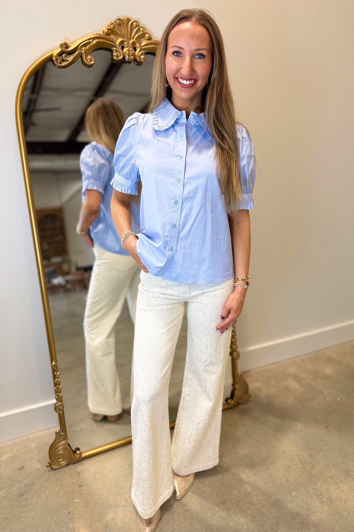 Sailor’s Frill Ruffle Collar Top Blue