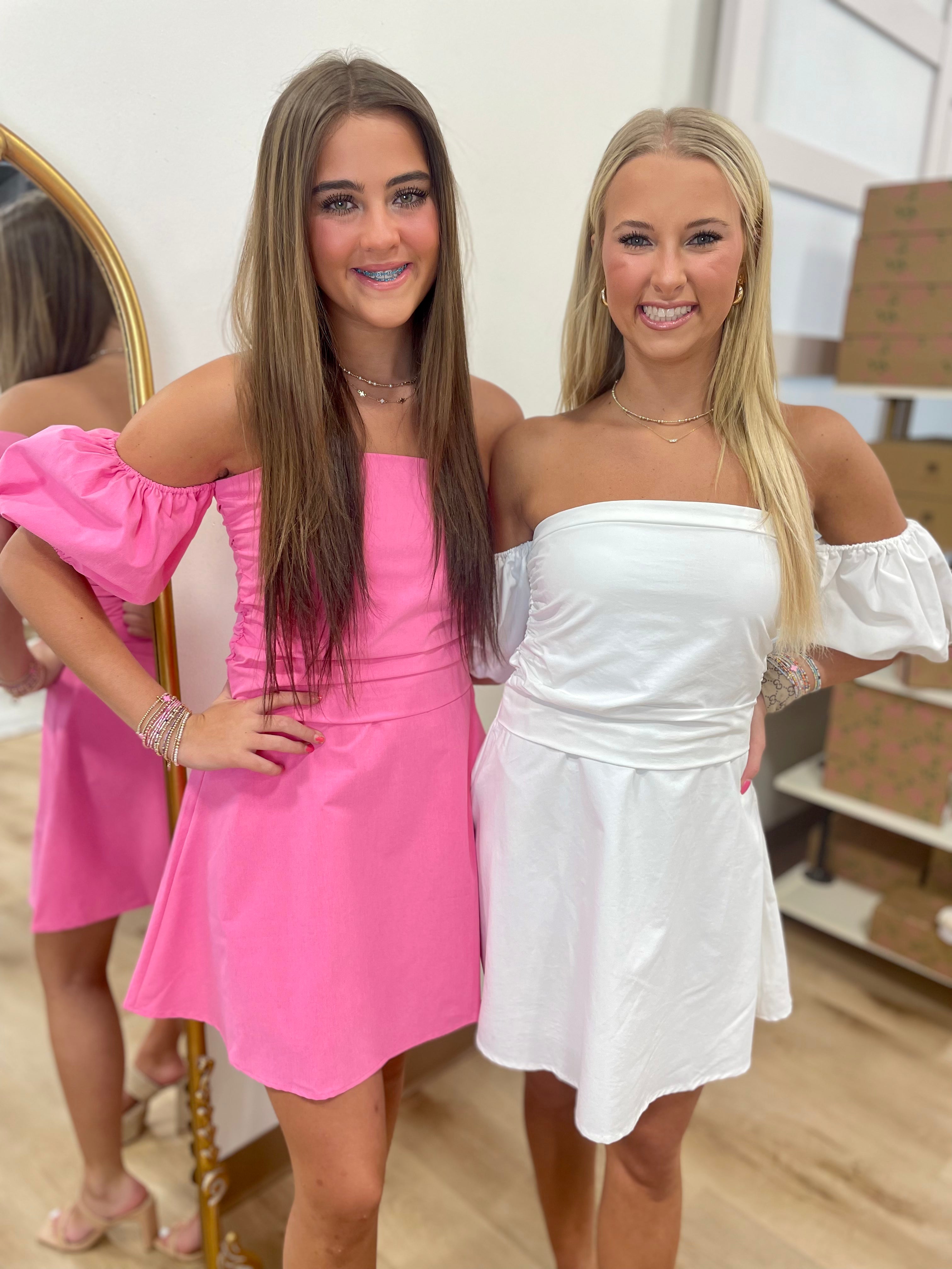 Olivia Off the Shoulder Dress Pink