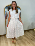 Eyelet Delight w Piece Skirt Set White