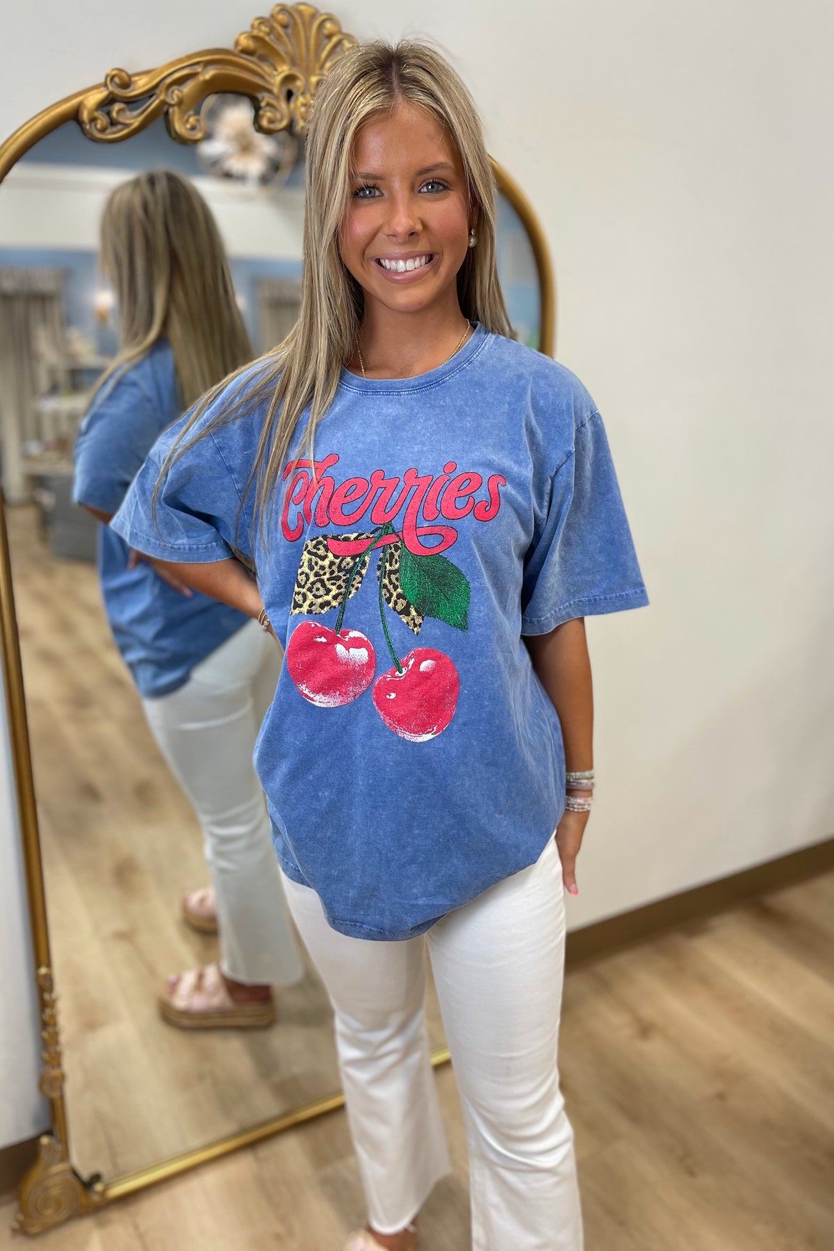 Cherries Graphic Tee Blue