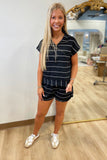 Striped Zone 2 Piece Short Set Black