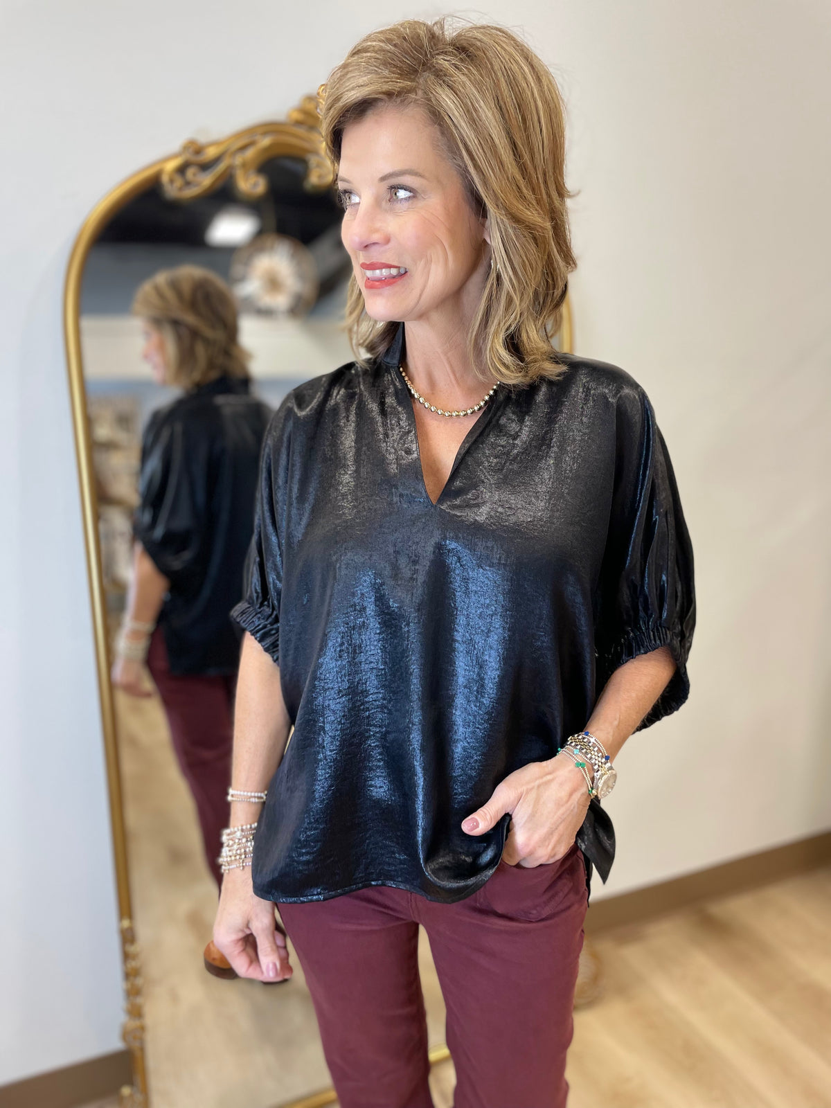 Metallic Glimpse Blouse Black