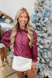 Another Love Yara Vegan Leather Blouse Wine