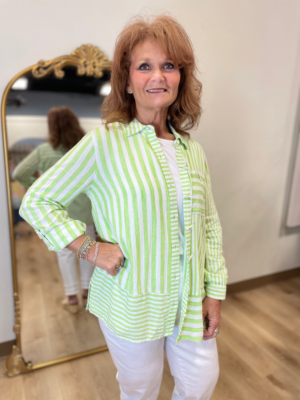 Multiples Roll Tab Shirt Lime