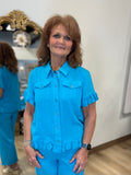 Multiples Short Sleeve Jacket Turquoise