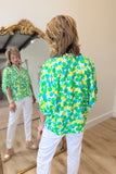Color Burst Top Green