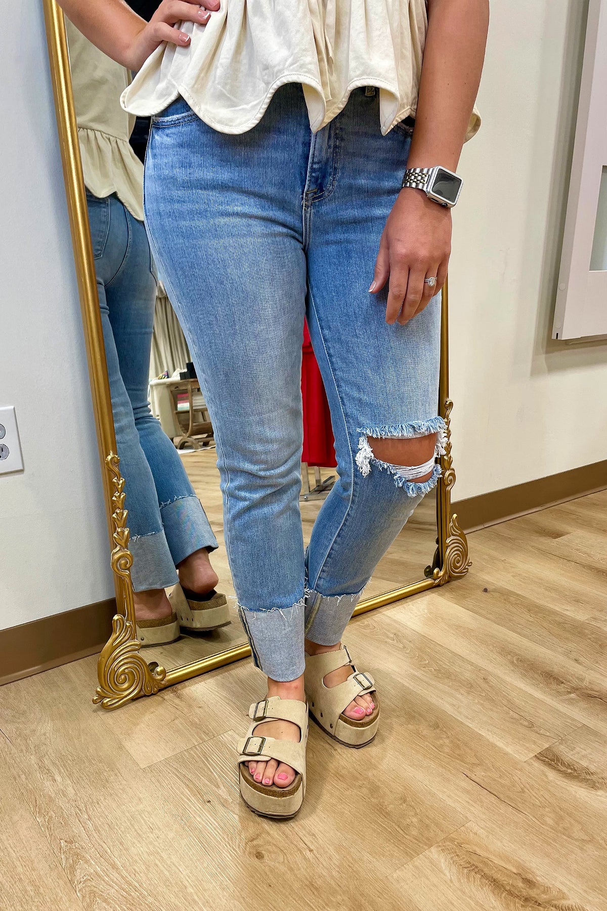 Risen High Rise-Ankle Straight-Wide Cuff Light