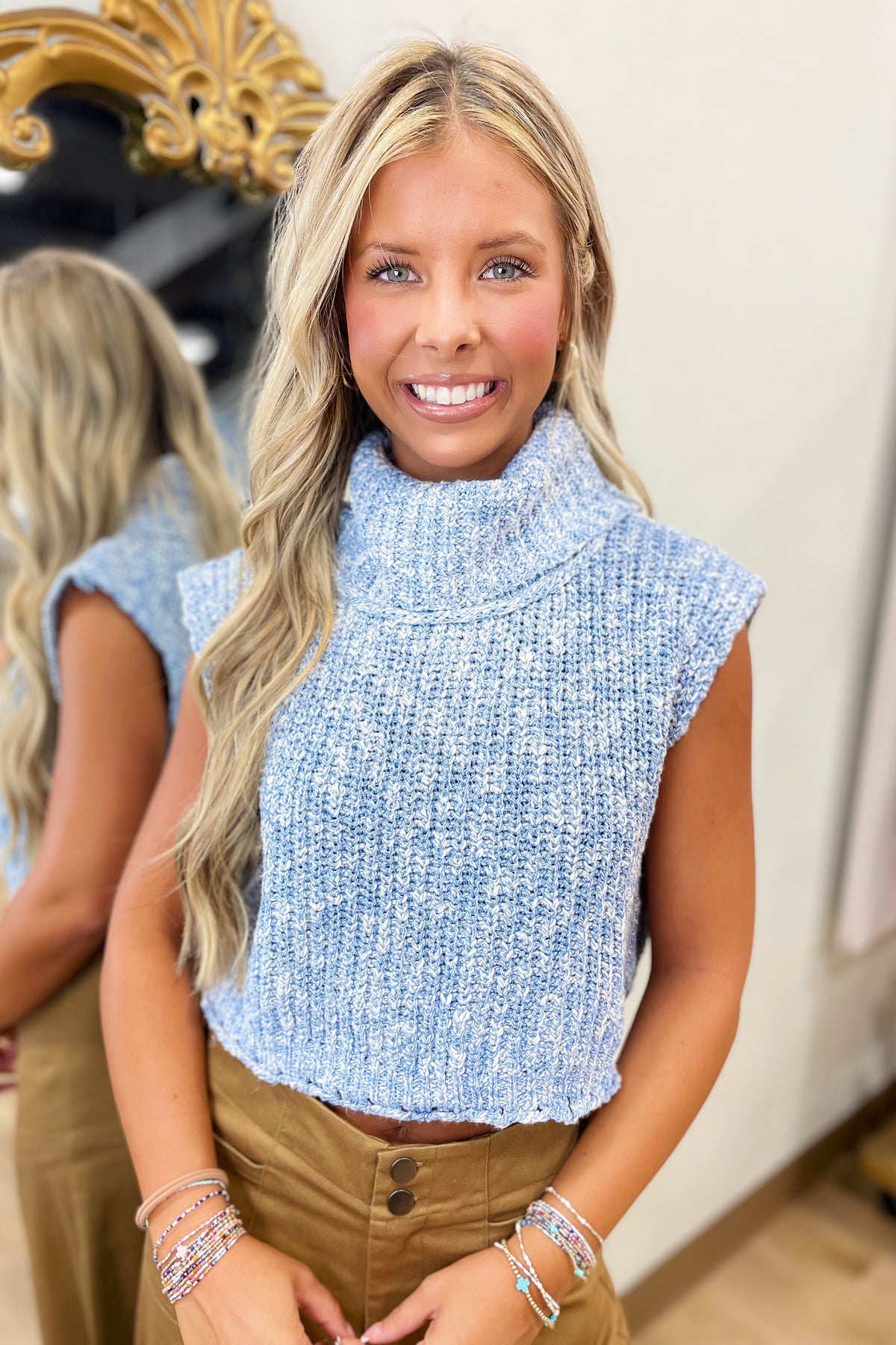 Sky View Cropped Turtleneck Sleeveless