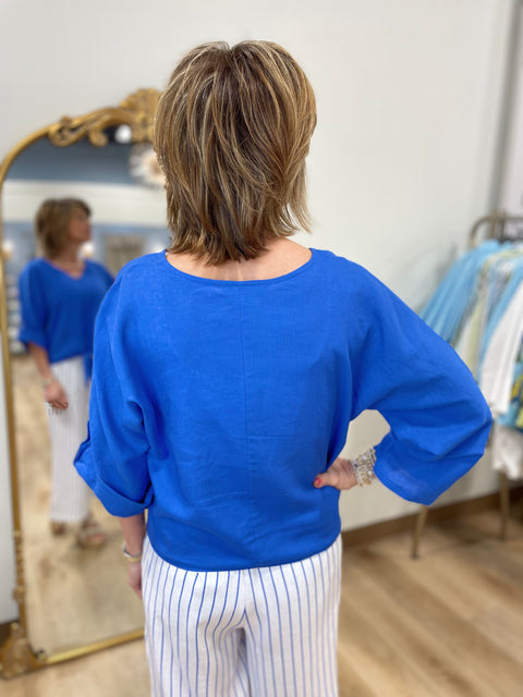 Charlie B Tie Front V Neck Top Coastal