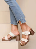 Wedge Heel Mules Beige