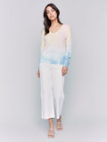 Charlie B Printed V Neck Sweater Tie Dye