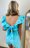 Britta Ruffle Sleeve Romper Sky Blue