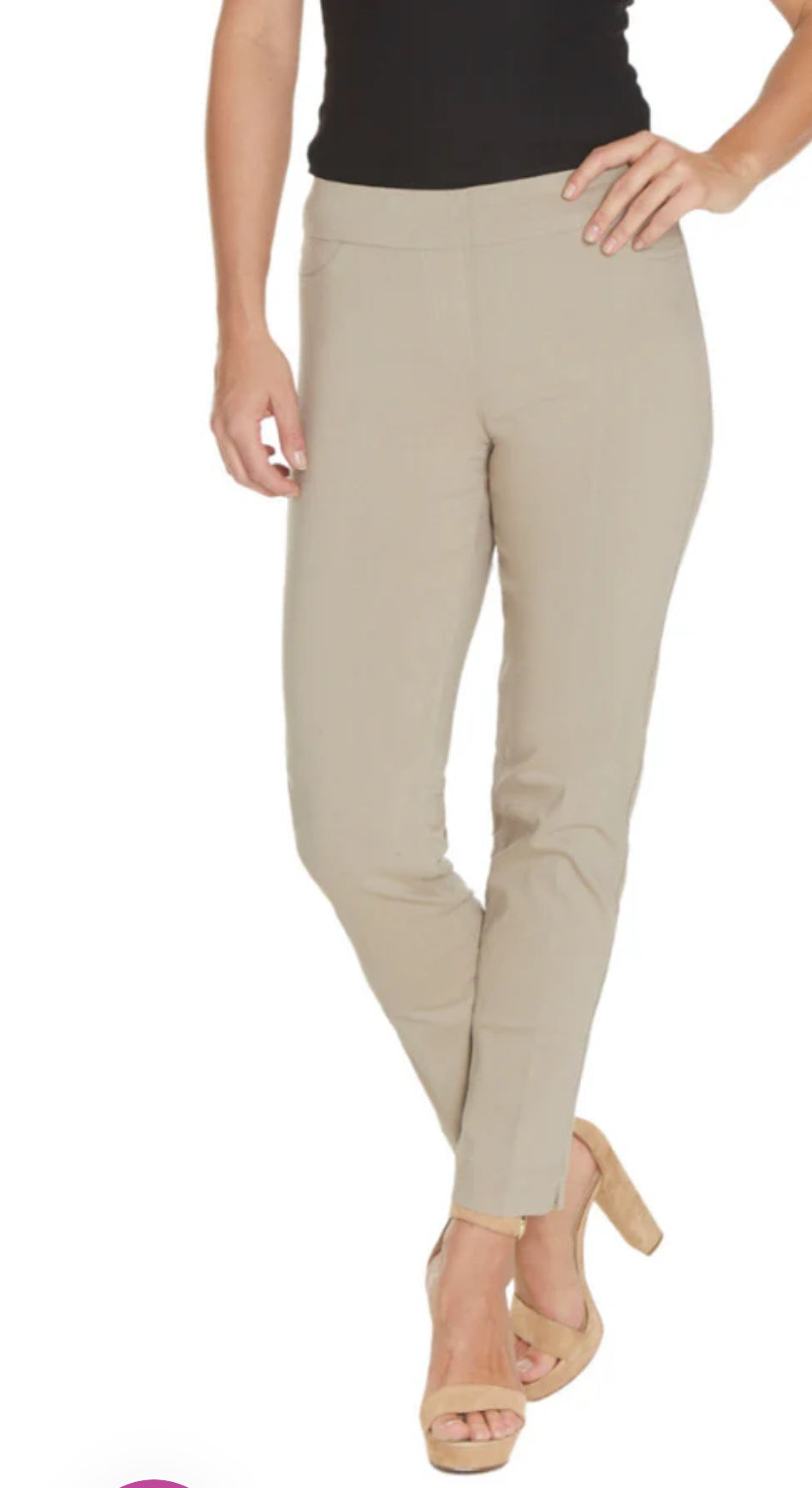 Multiples Wide Band Ankle Pant Stone