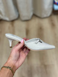 Simone White Patent Kitten Heel Sandals