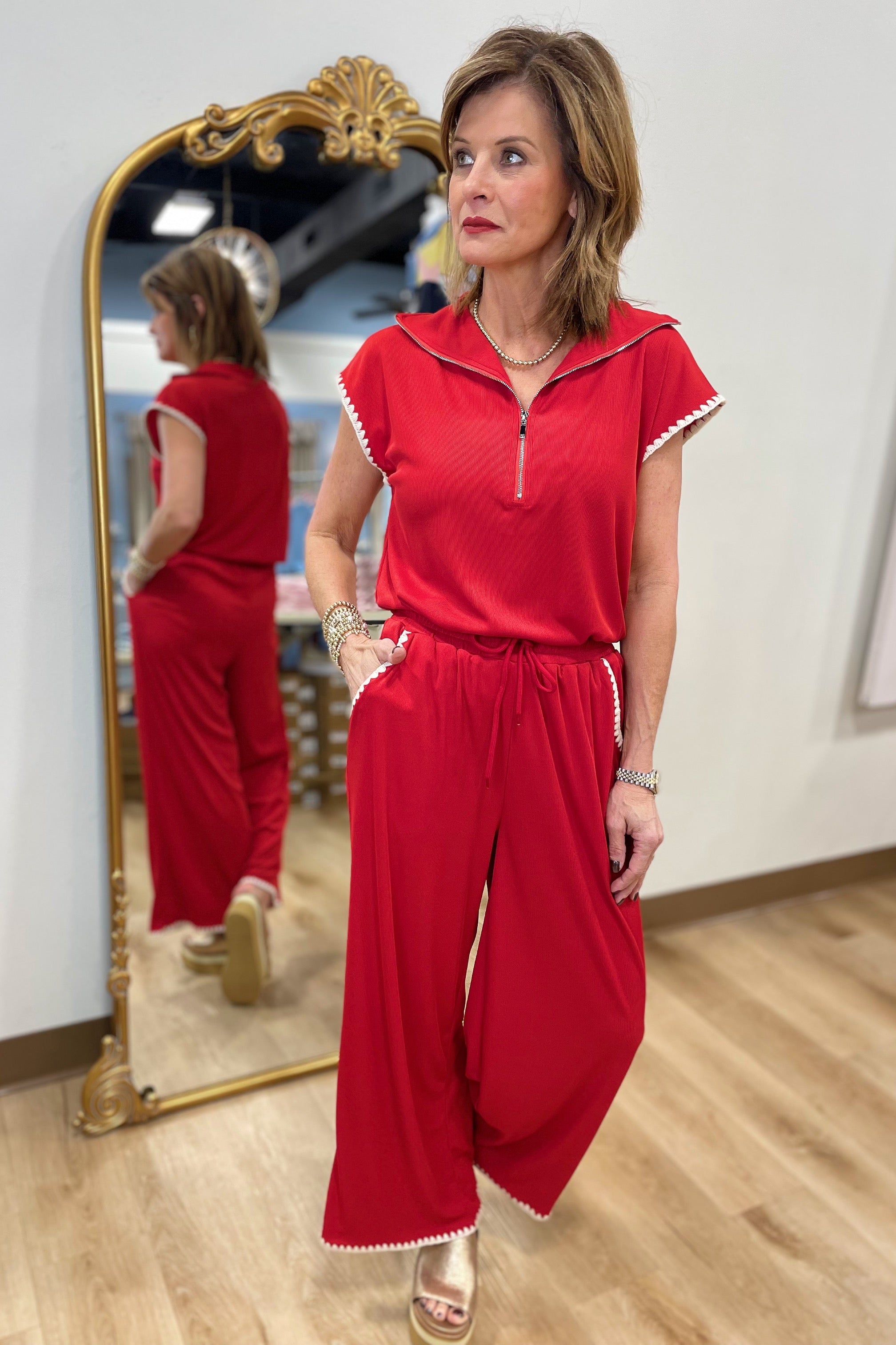 Let's Go 2 Piece Pant Set Red