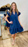 Ocean Night Pintuck Detail Dress Navy