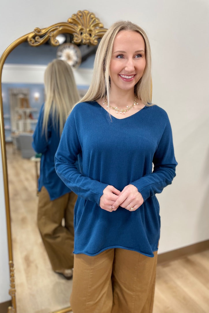Tempo Paris V Neck Pull Over Teal