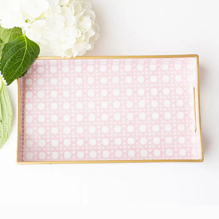 Pink Cane Vanity Tray