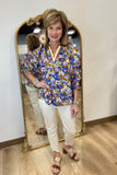 Umgee Autumn Floral Blouse Brown