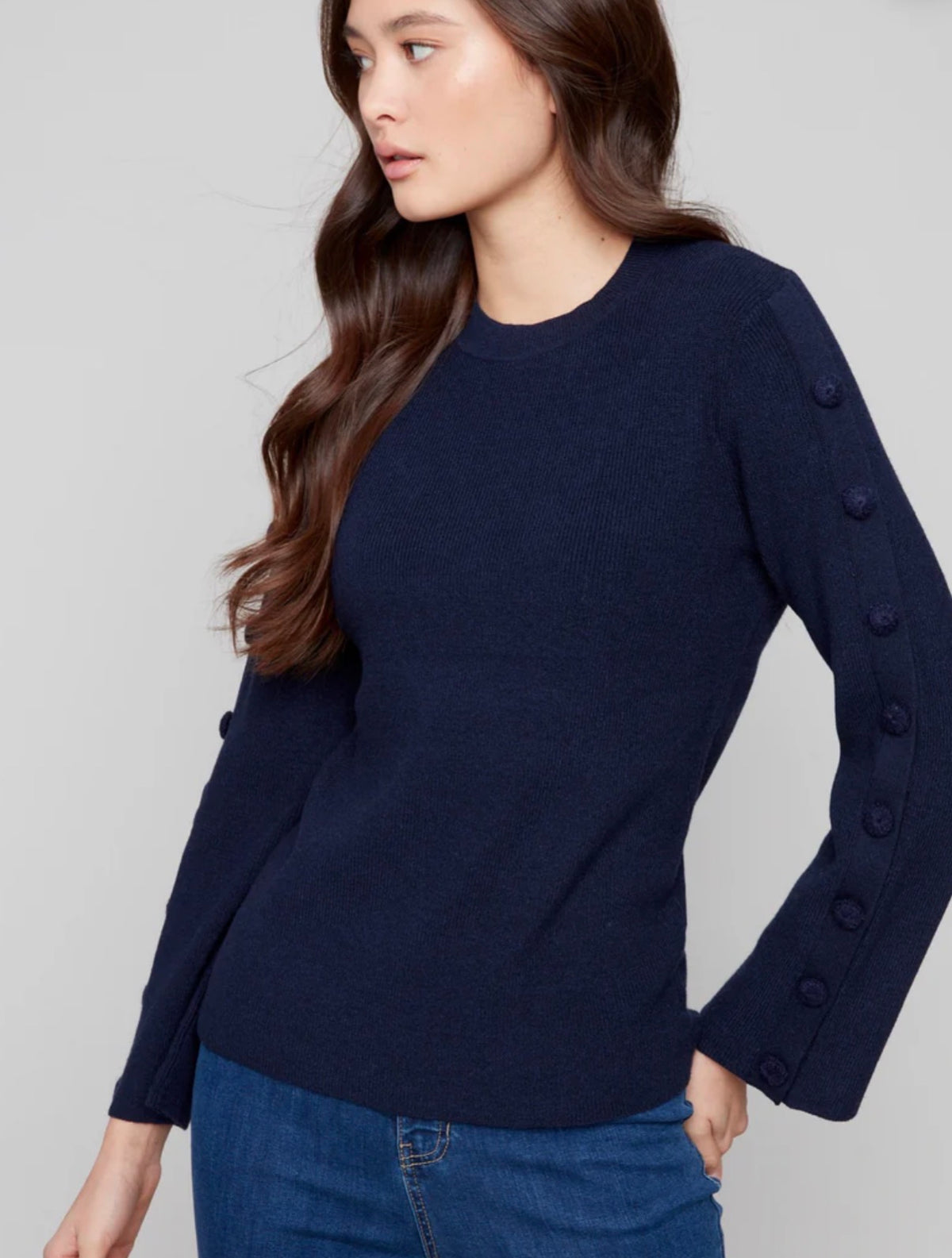 Charlie Button Detail Sweater Navy