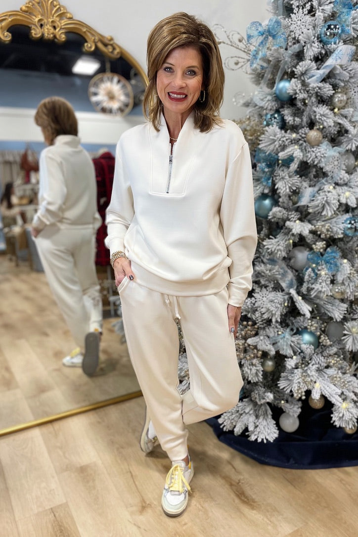 Softies Dream Tech 1/4 Zip Jogger Set Almond