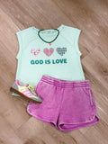 God Is Love Applique' Tank Mint