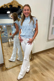 Kathy Scalloped Knit Vest w Side Bow Light Blue