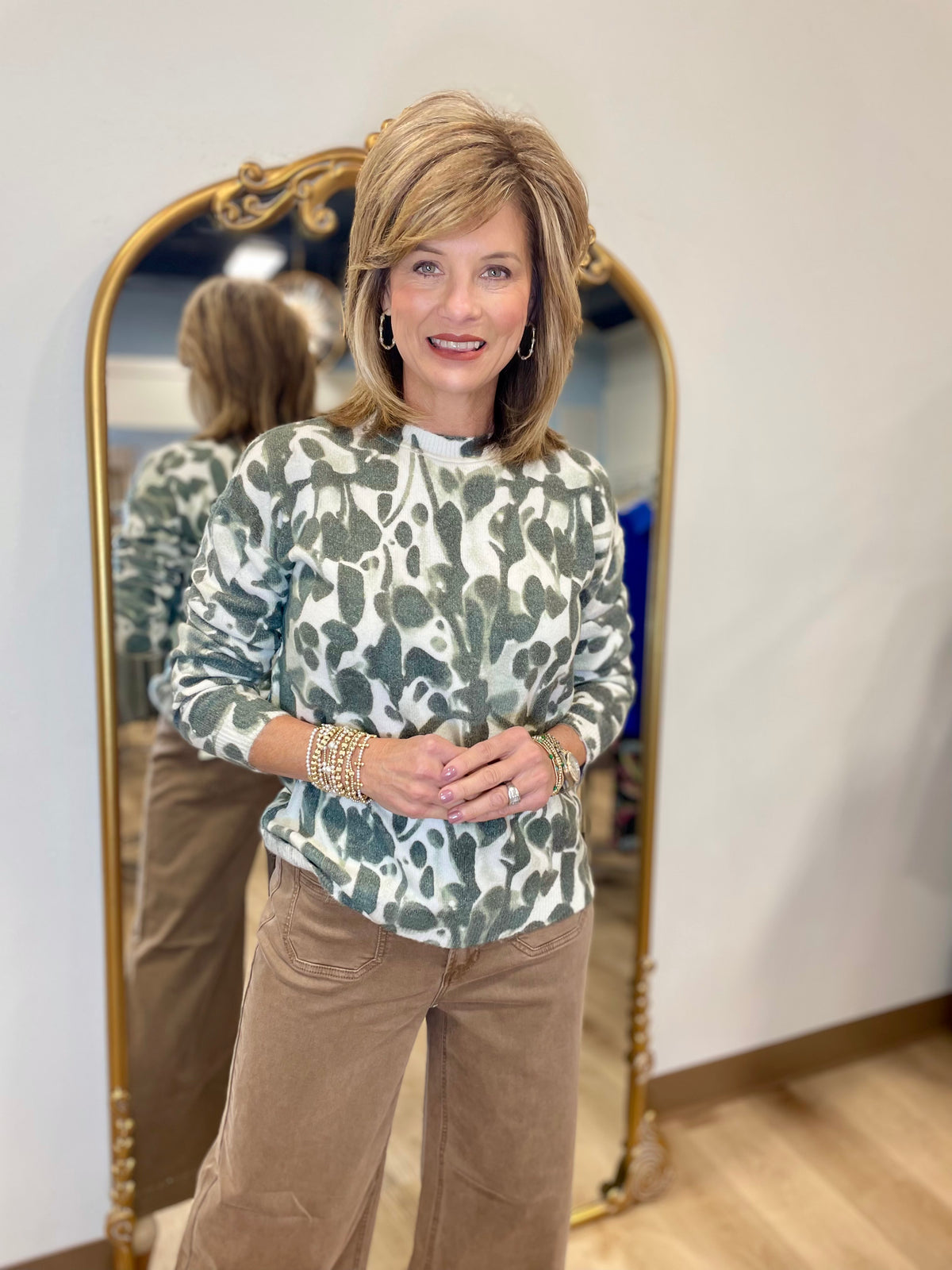 Charlie B Reversible Crew Sweater Spruce