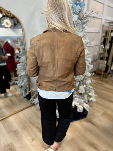 Mauritius Karyn Nubuk Leather Jacket Cognac