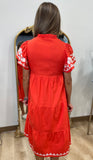 Sun Burst Embroidered Bodice Dress