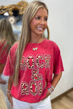 PUFF Leopard Rock & Rock Graphic Boyfriend Fit Tee Red