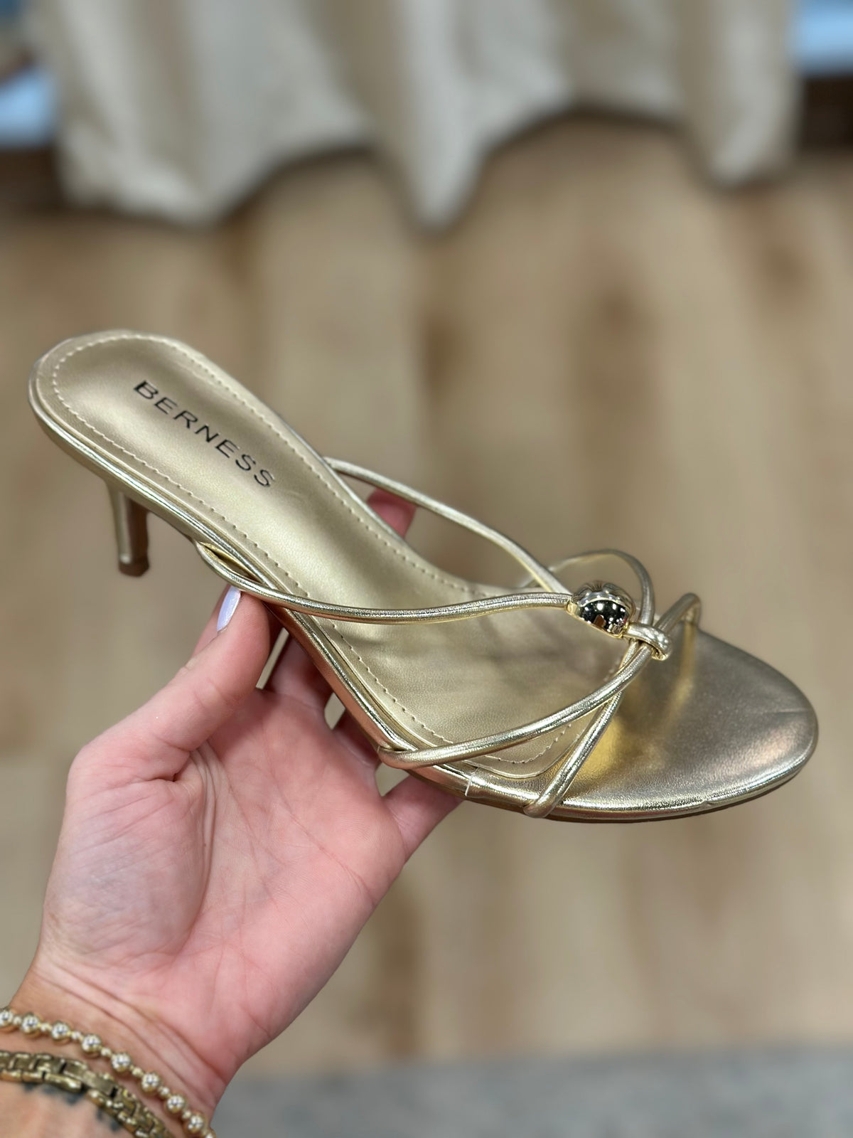 Fifi Minimal Strap Kitten Heel Sandals Gold