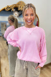 Spring Fever Thermal Knit Top Pink