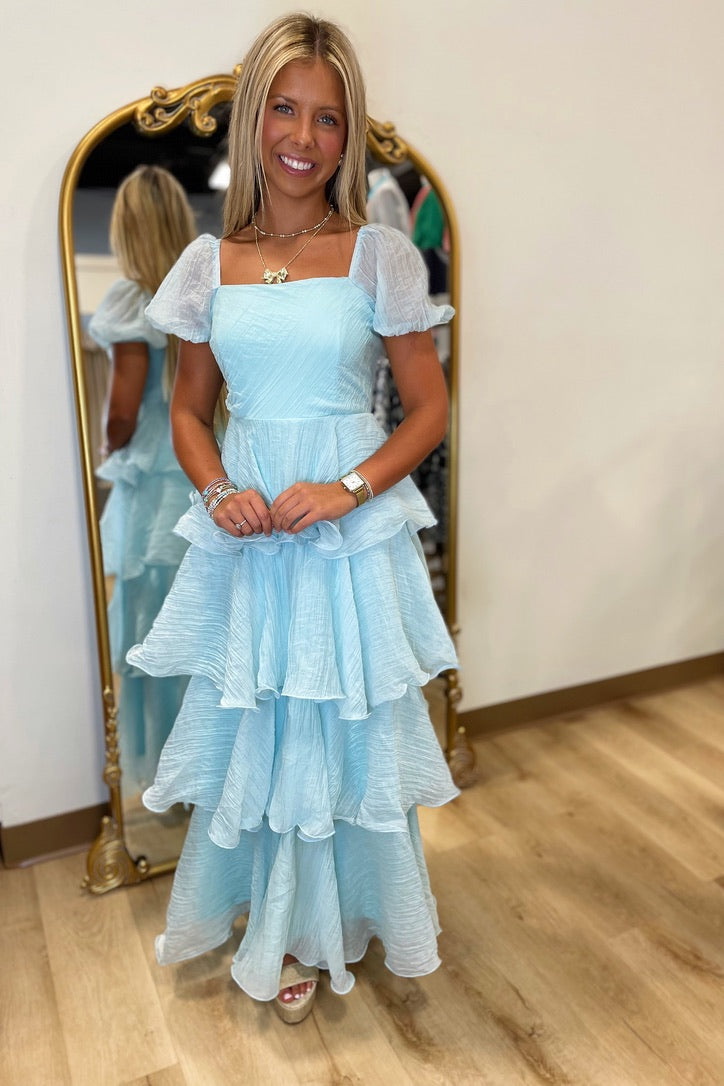 Whispers of Blue Midi Dress