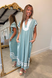 Umgee Trim Detail Midi Dress Mint
