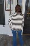 Stripe A Pose Button Front Knit Cardigan Navy