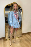 Dolce Cabo Puff Shoulder Shirt Powder Blue