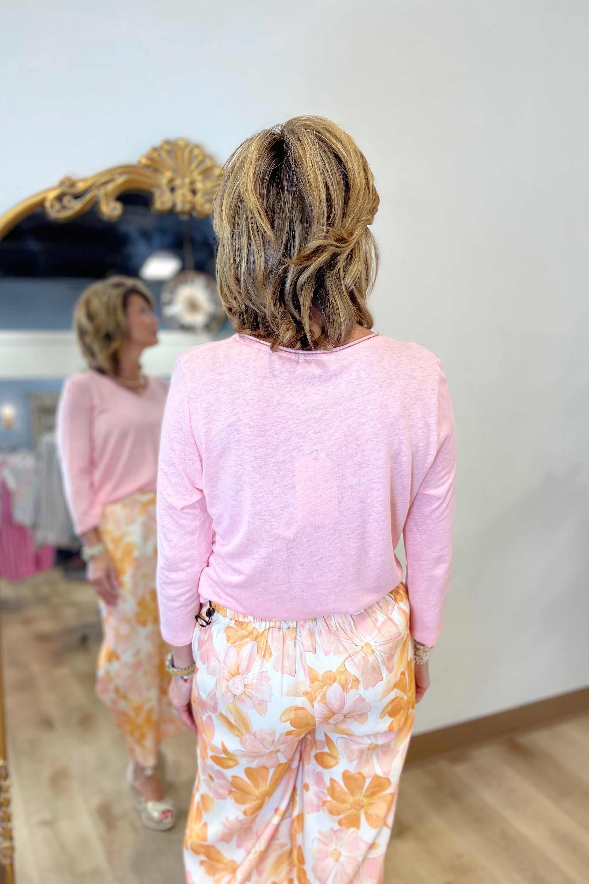 Charlie B V Neck Top Guava
