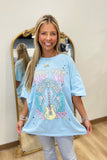 World Tour Rock & Roll Graphic Tee Light Blue
