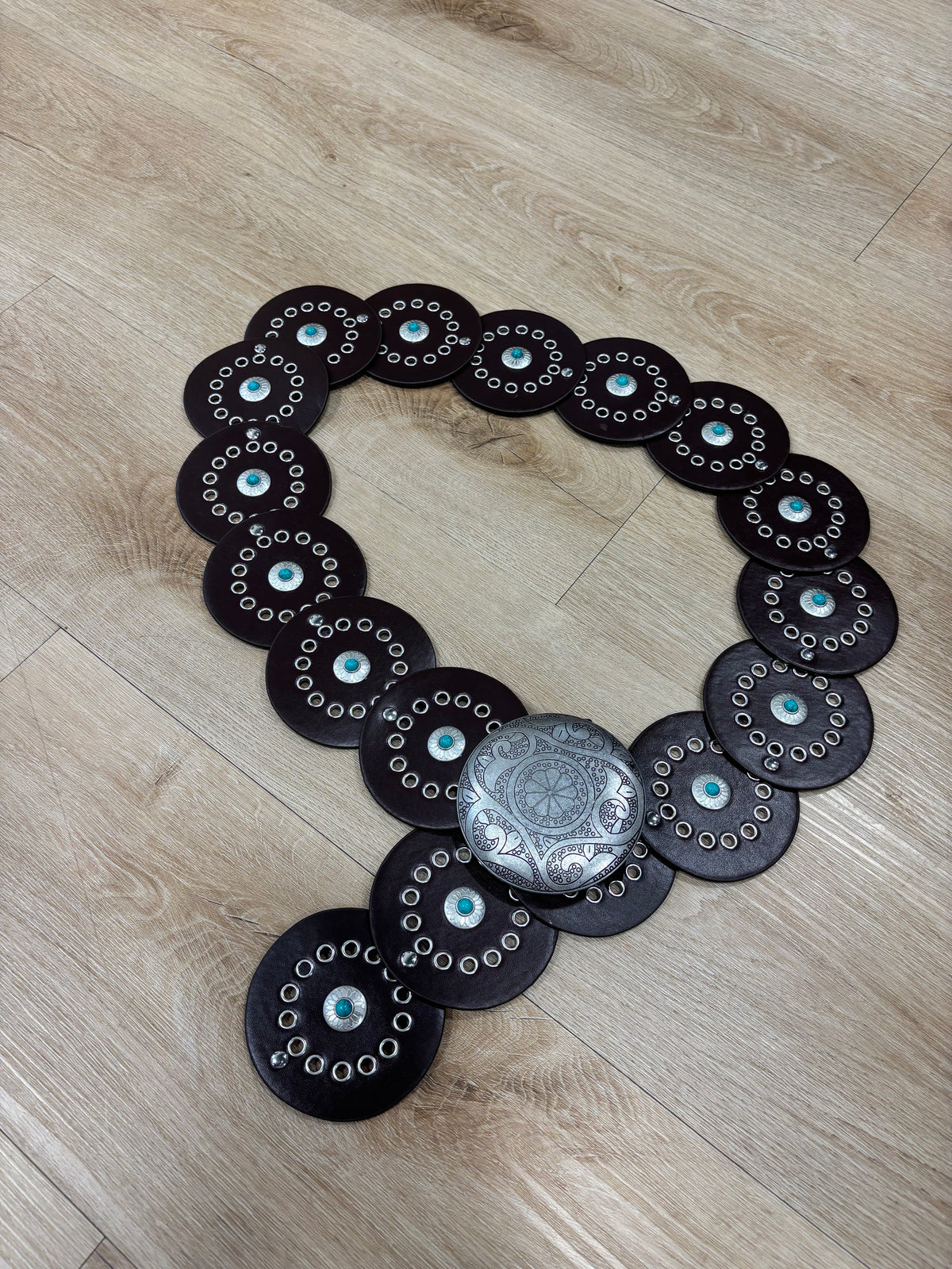 Western Belt Silver Accents Brown