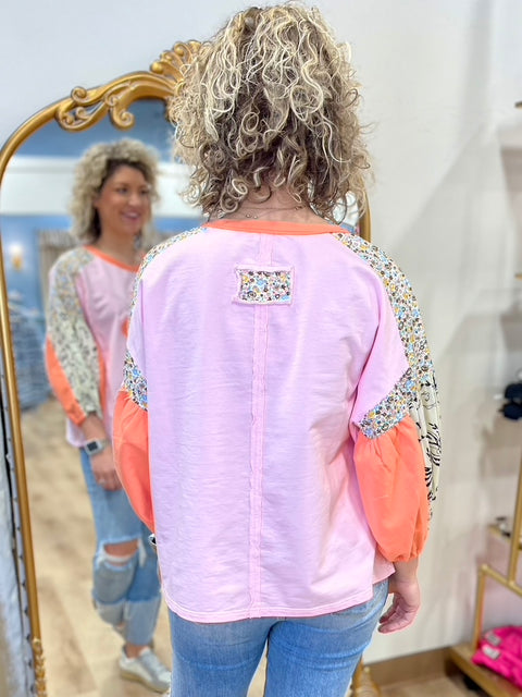 Dear Daisy Color Block Tee Pink