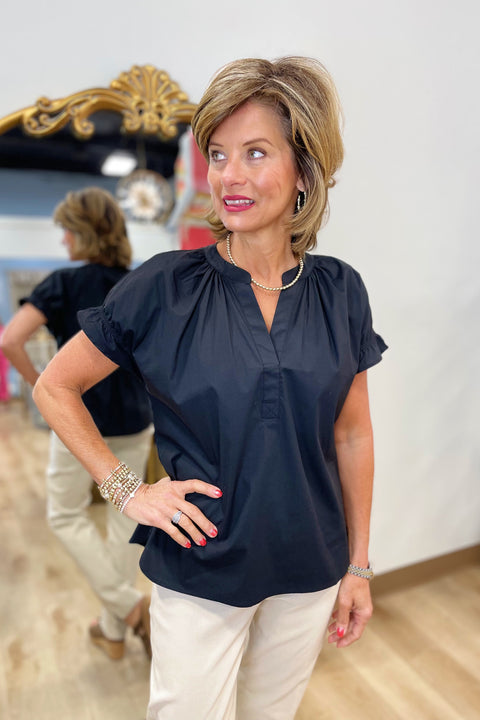 Renuar Gathered Back Blouse Black
