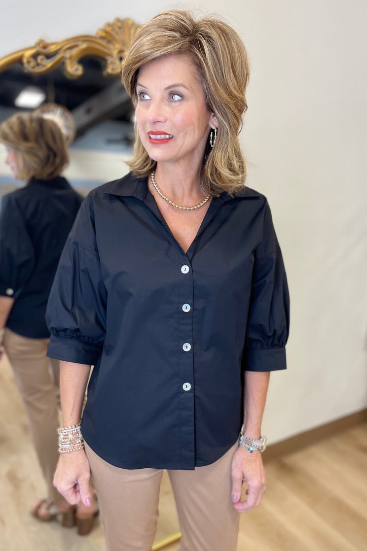 APNY Blouson Sleeve Blouse Black