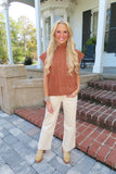 Spice Spice Baby Drop Shoulder Mock Neck Sweater Vest Caramel