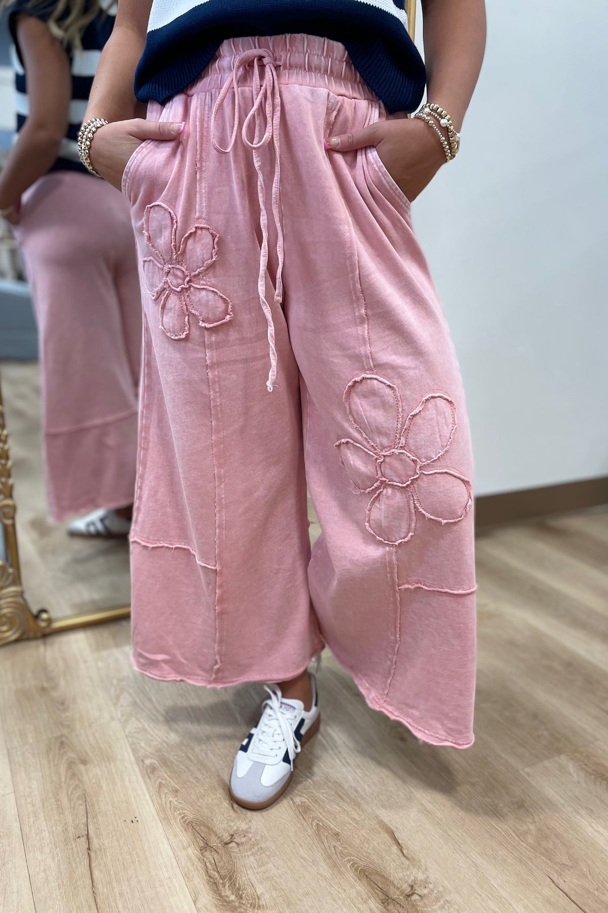 Tyler Floral Wide Leg Pant Dried Rose